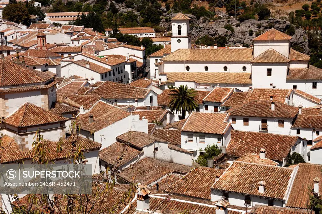 Roofs. Town of Grazalema, Natural Park of Sierra de Grazalema. Ruta de los Pueblos Blancos. Cádiz. Andalucia. Spain.