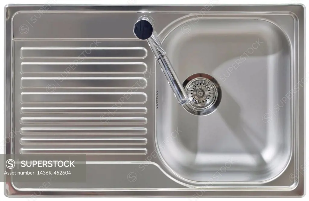 Stainless Water Tap and Wash Sink Isolated with Clipping path.