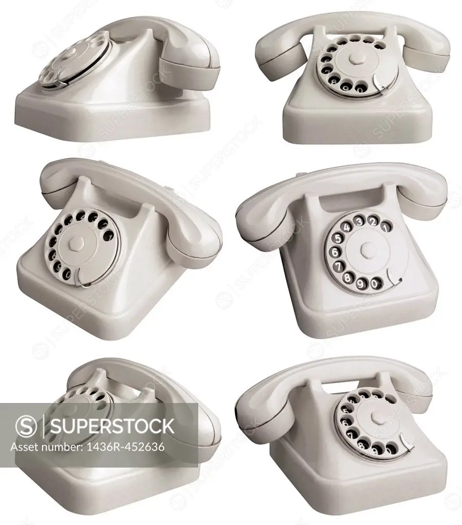 Vintage Telephone in six different angles.