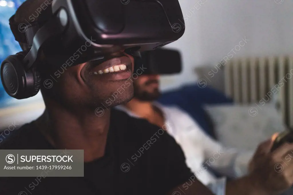 Man wearing virtual reality headset