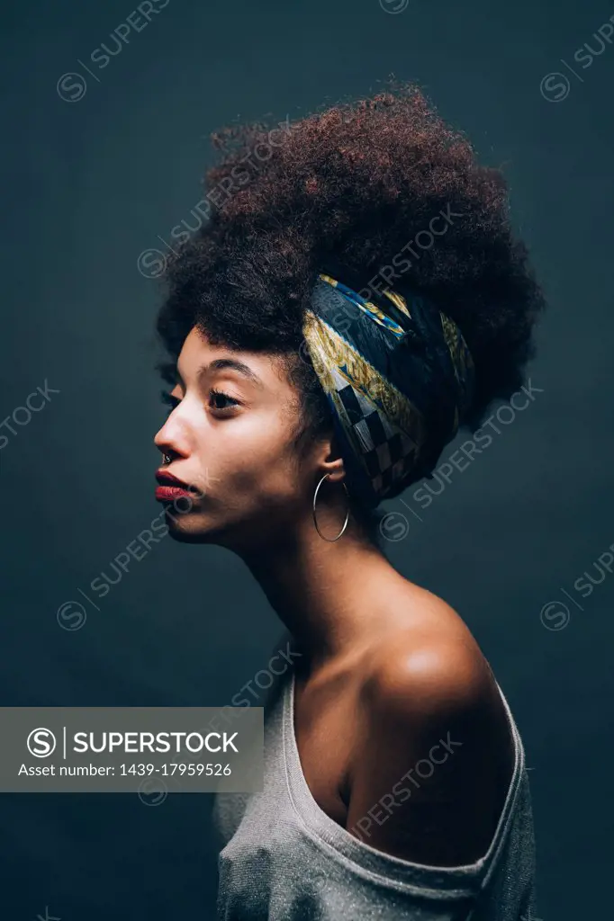 Profile portrait of a young woman