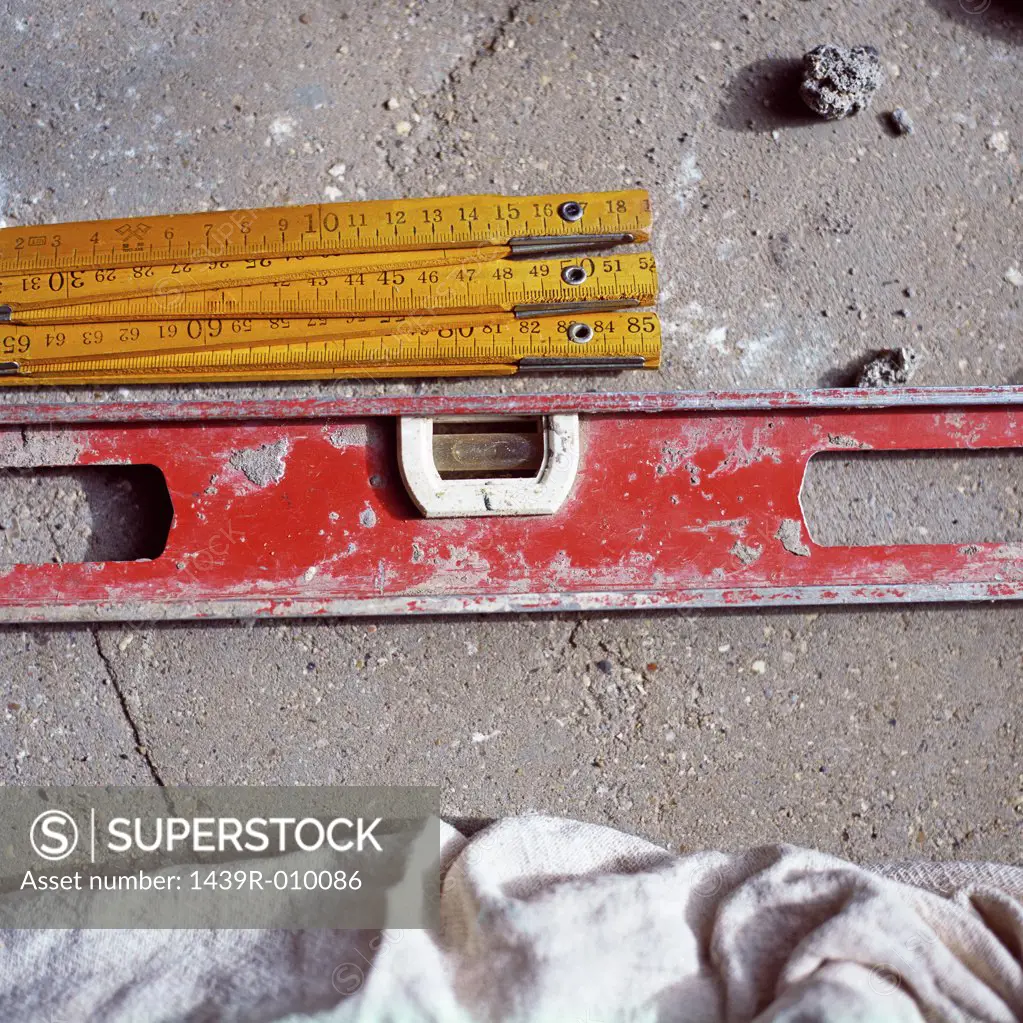 Tape measure and spirit level