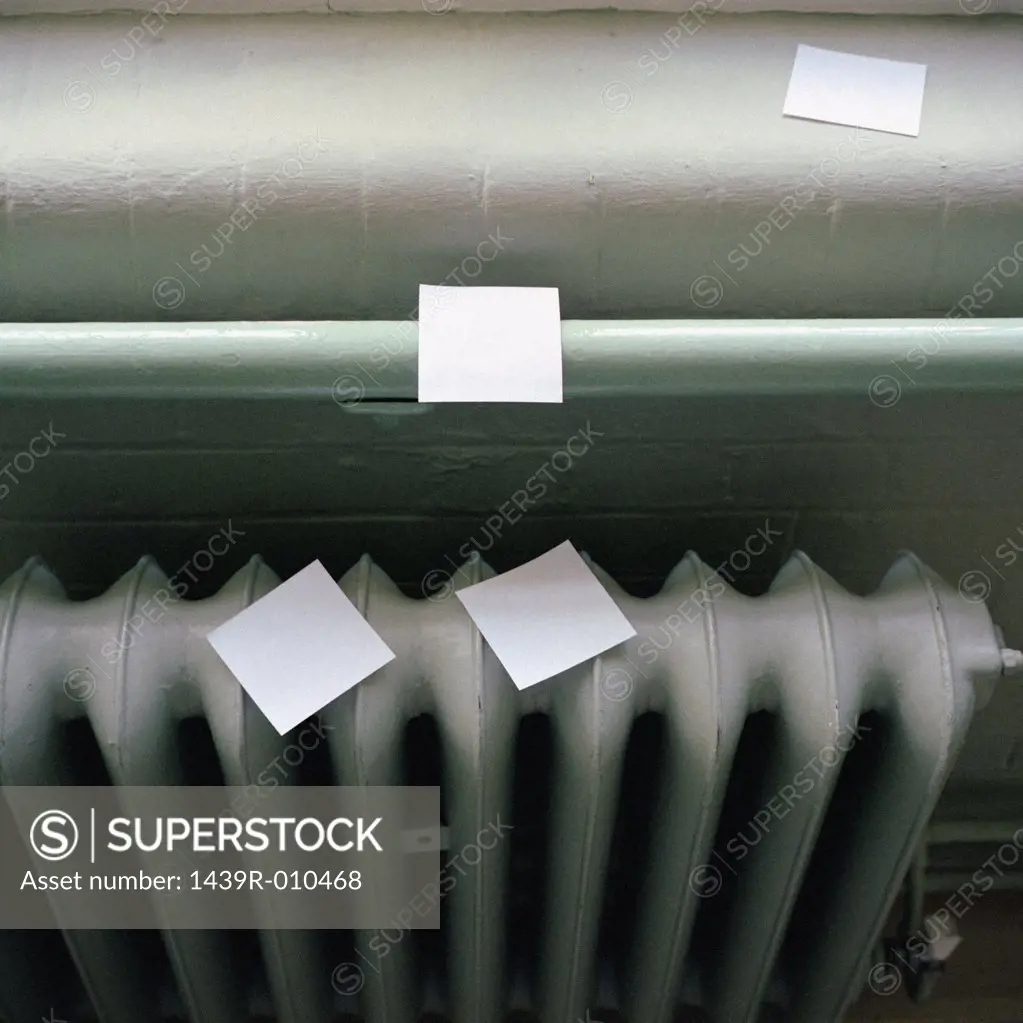 Adhesive notes on radiator