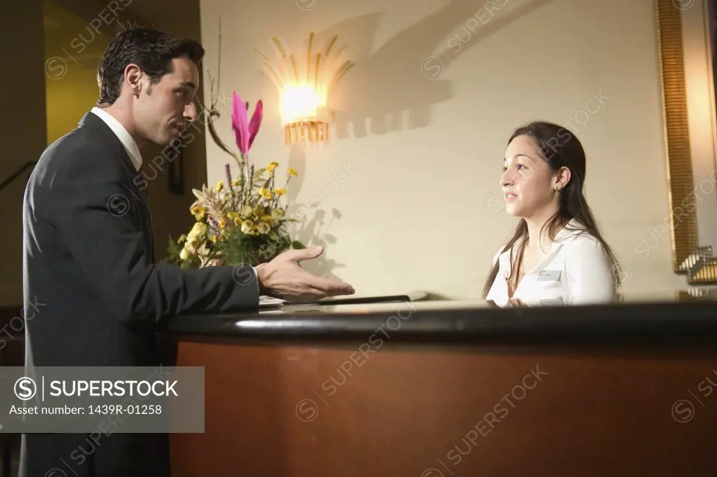 Businessman at hotel reception