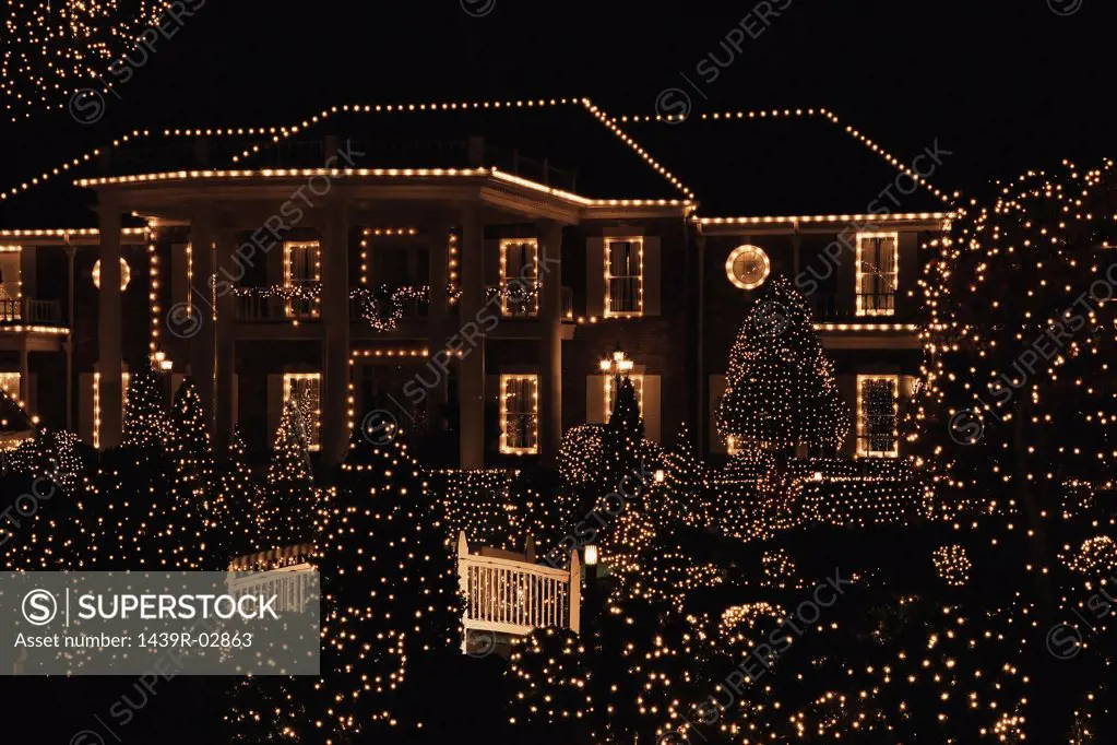 House illuminated by christmas lights