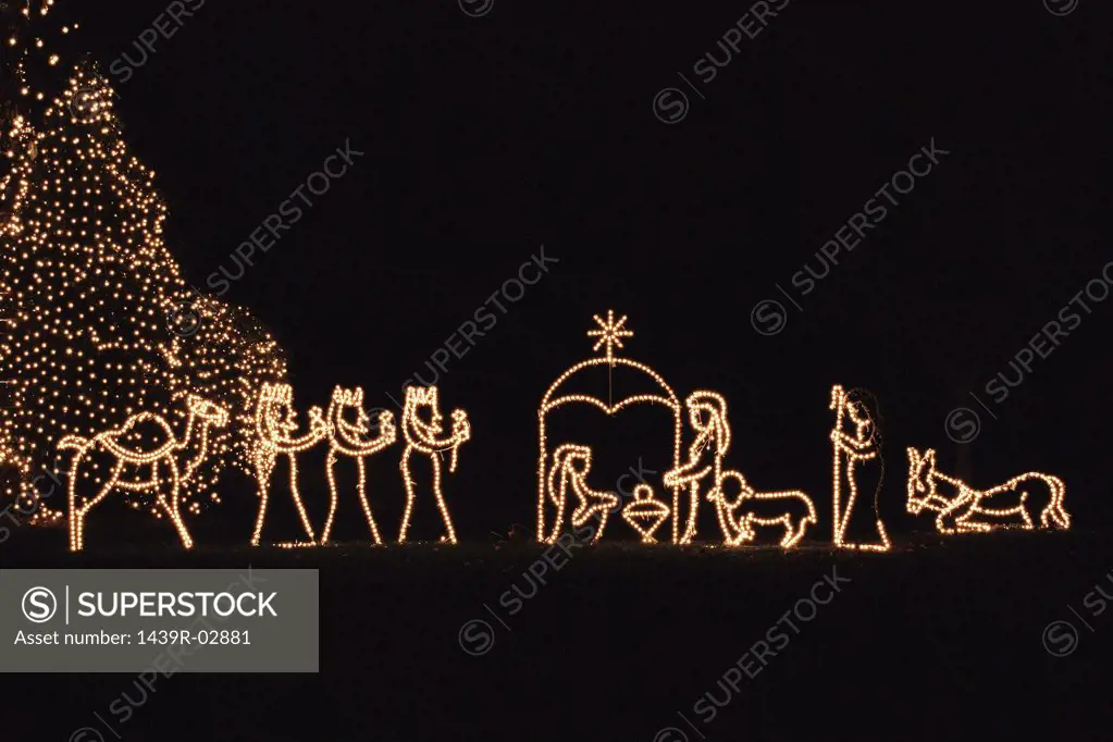 Illuminated nativity scene