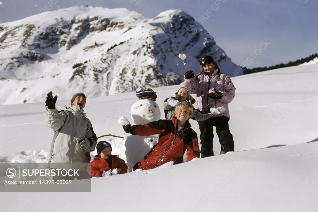 Children playing in snow