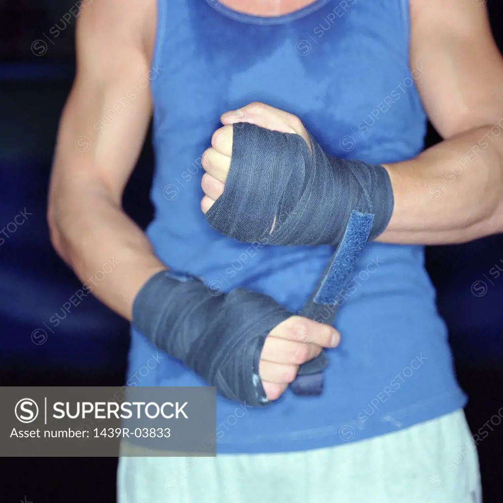 Boxer's bandaged hands