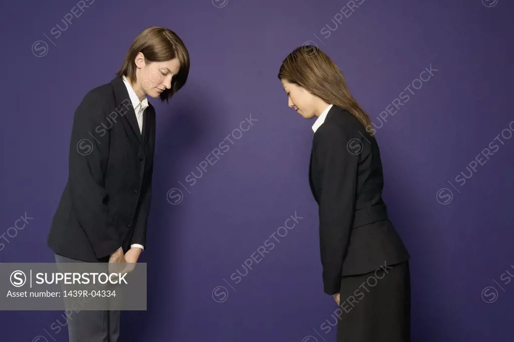 Businesswomen bowing
