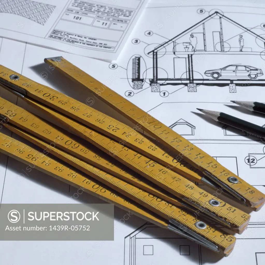 Extendable ruler and architectural blueprints