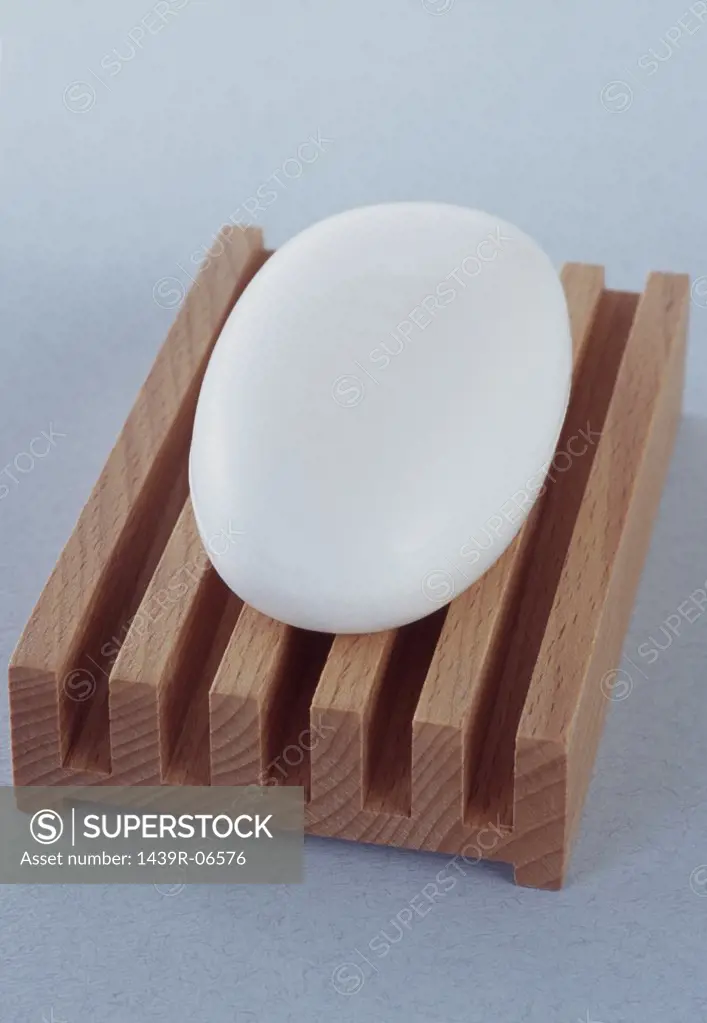 Soap on wooden soap dish
