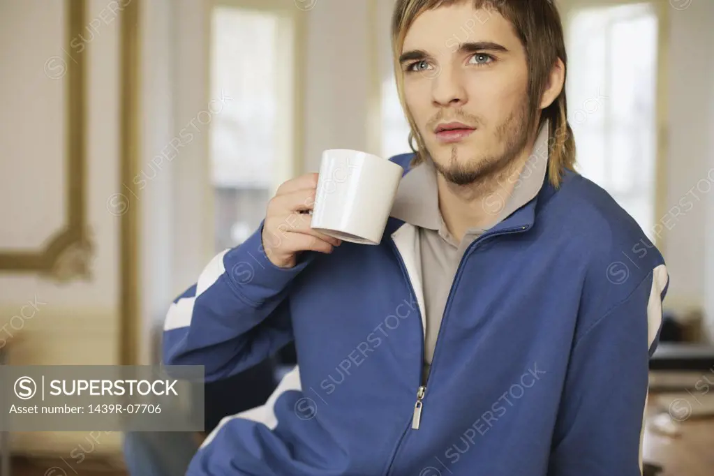 Man having a coffee break