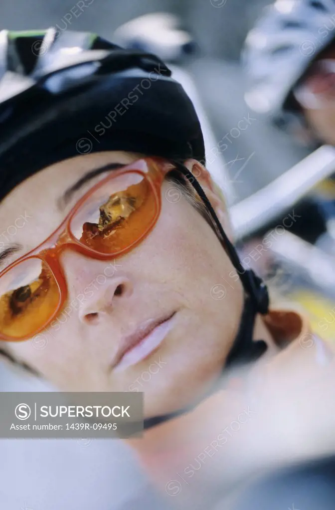 Portrait of female cyclist.