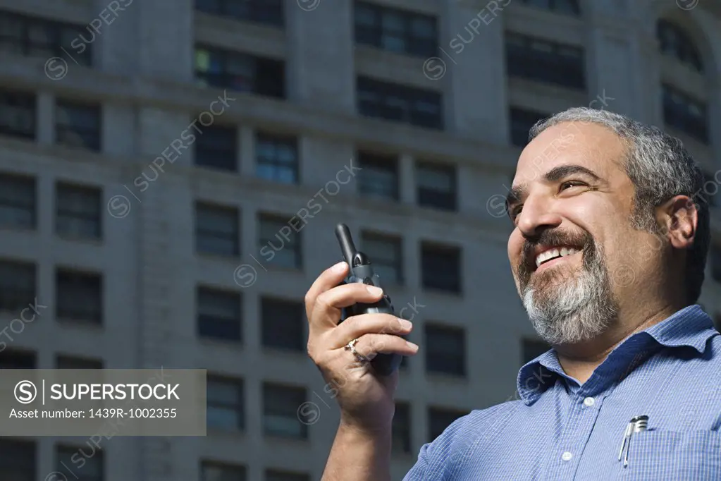 Man with walkie talkie