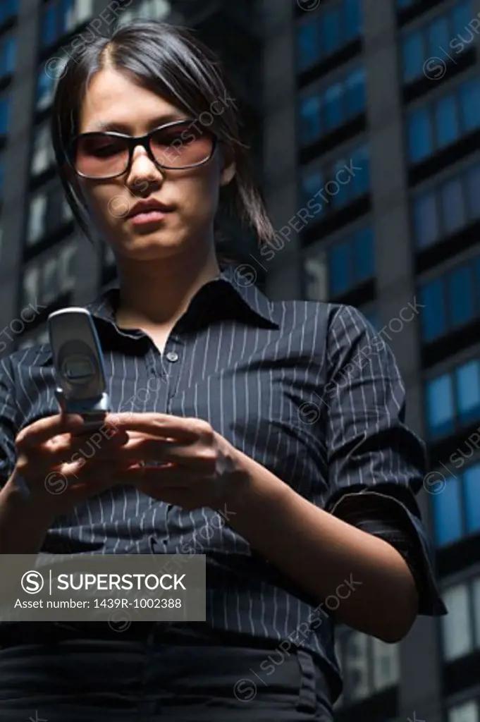 Woman reading a text message