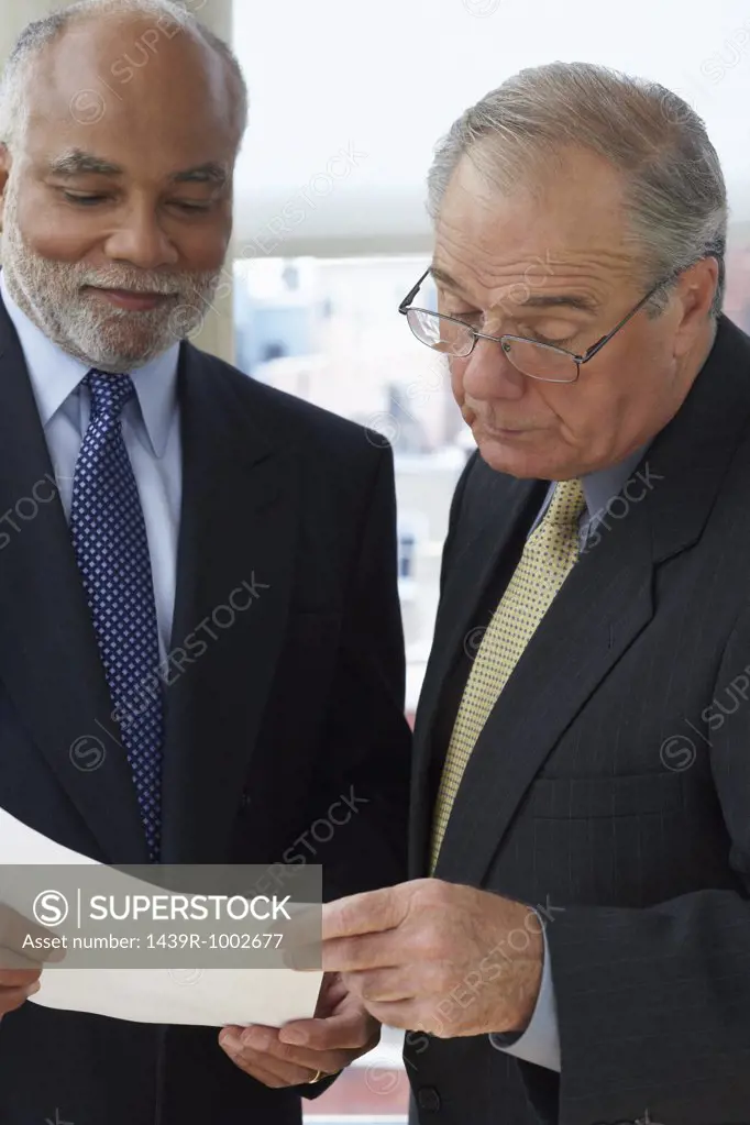 Two senior businessmen at work