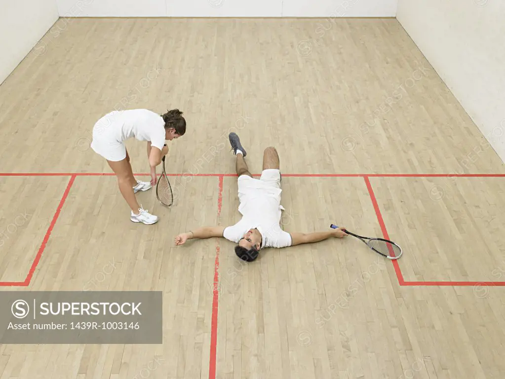 Exhausted squash players