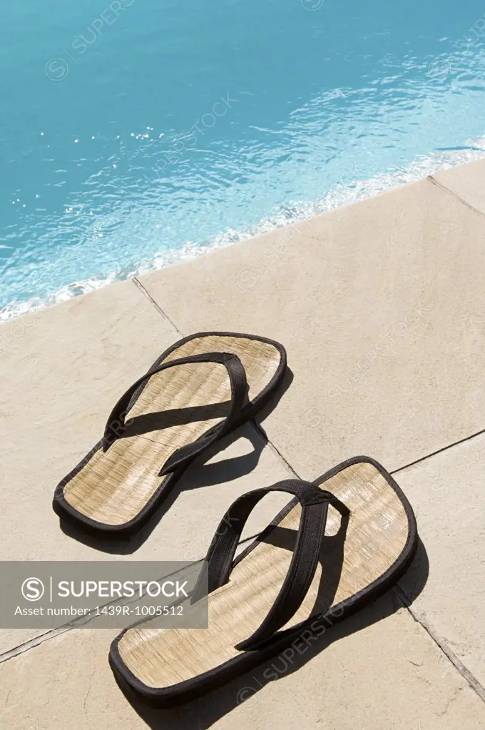 Flip flops by the pool