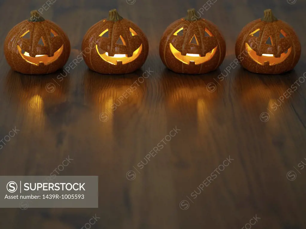 Row of pumpkin ornaments