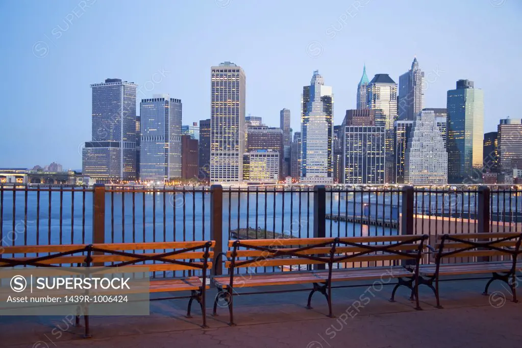 View of new york skyline from brooklyn bridge