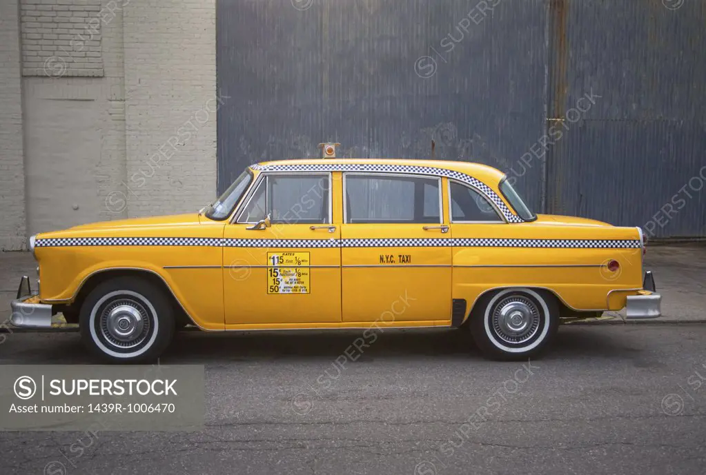 Parked yellow taxi cab new york