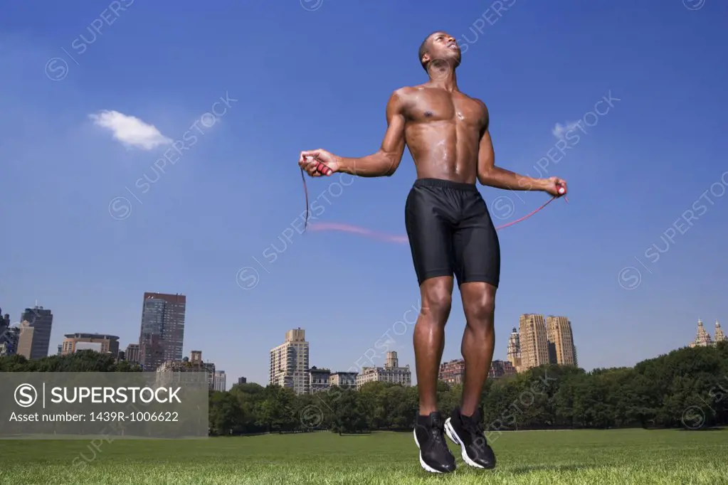 Man skipping in central park