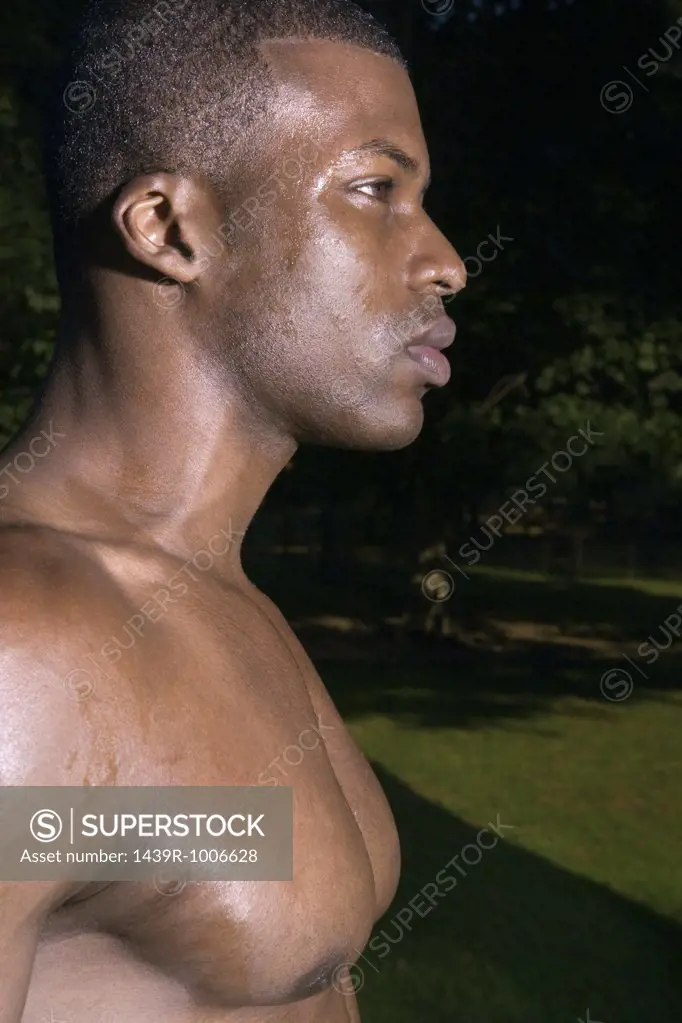 Young man covered in sweat