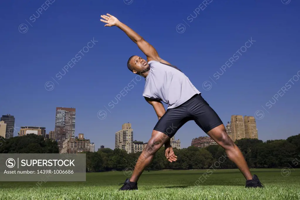 Man stretching in the park