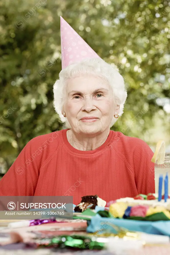 Senior woman at a birthday party