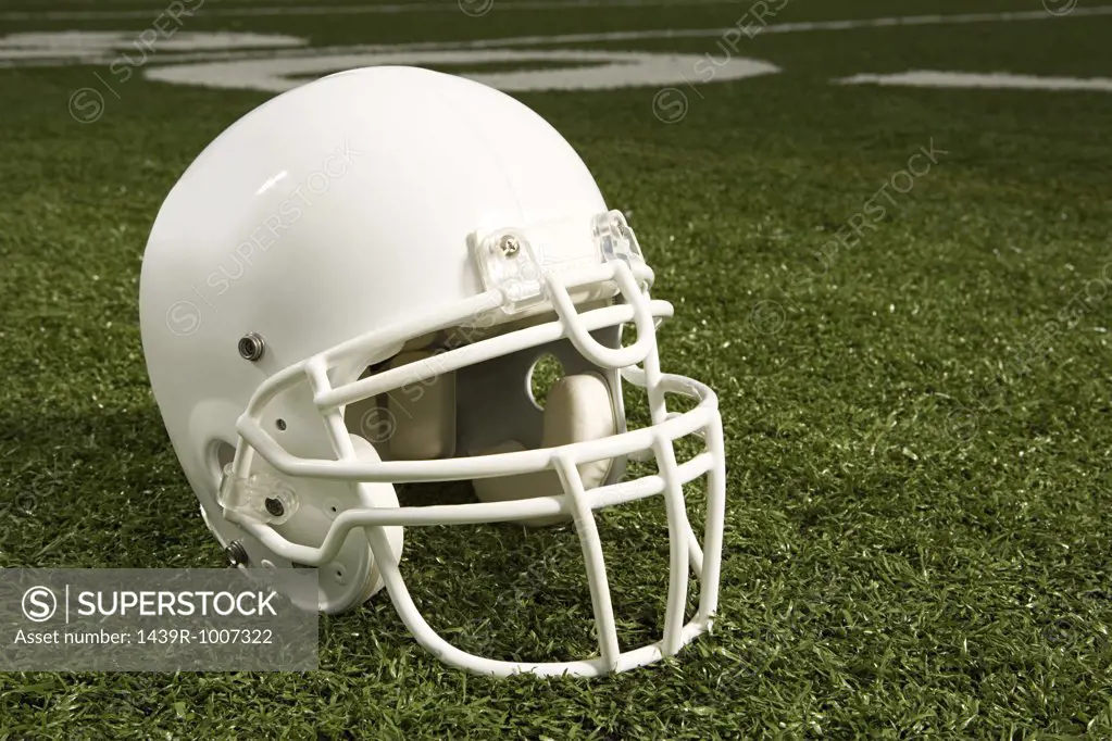 Helmet on american football field