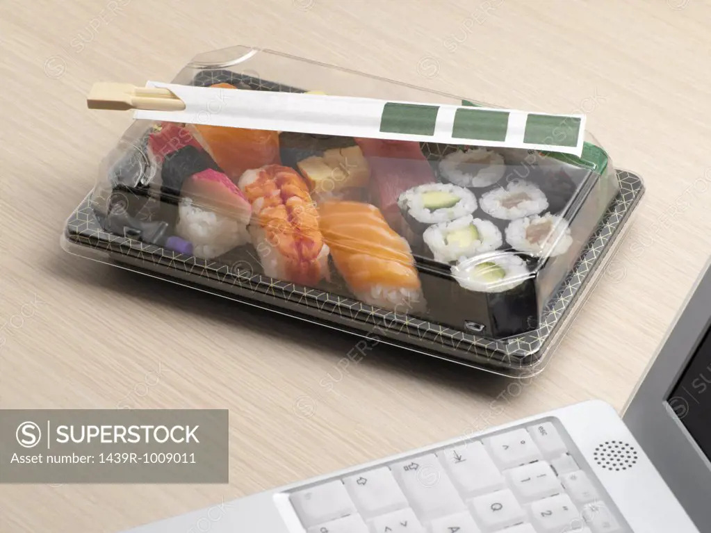 Sushi and a laptop
