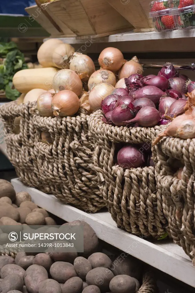 Organic produce in baskets