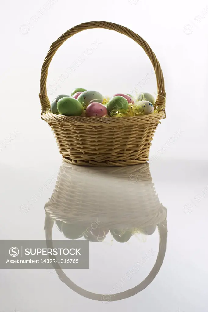 Basket of colourful eggs