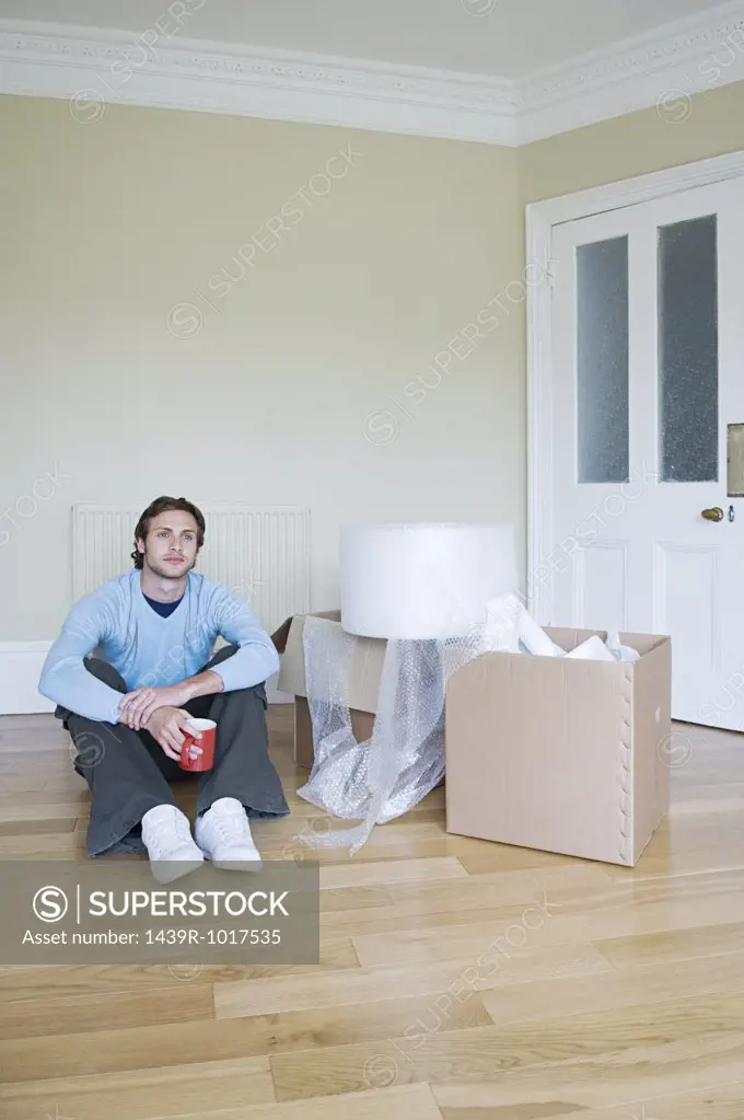 Man in new house