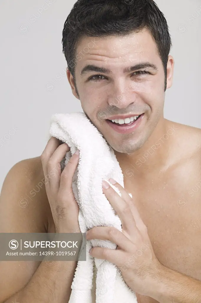 Man drying his face