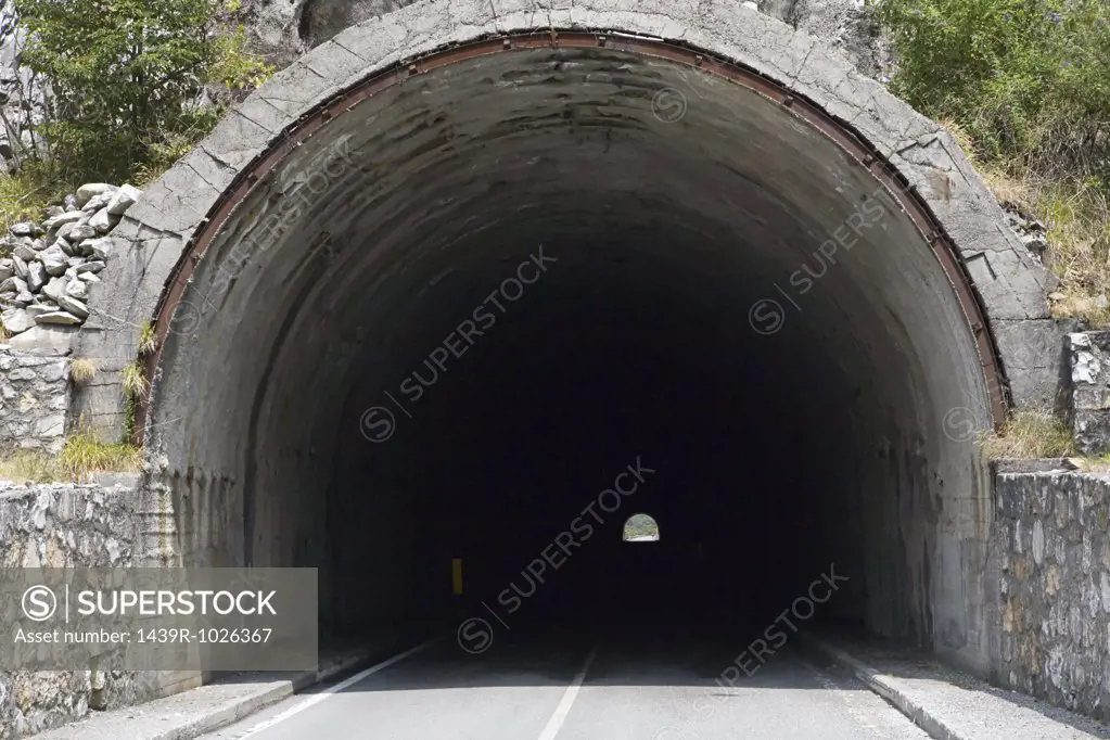 Road going into a tunnel