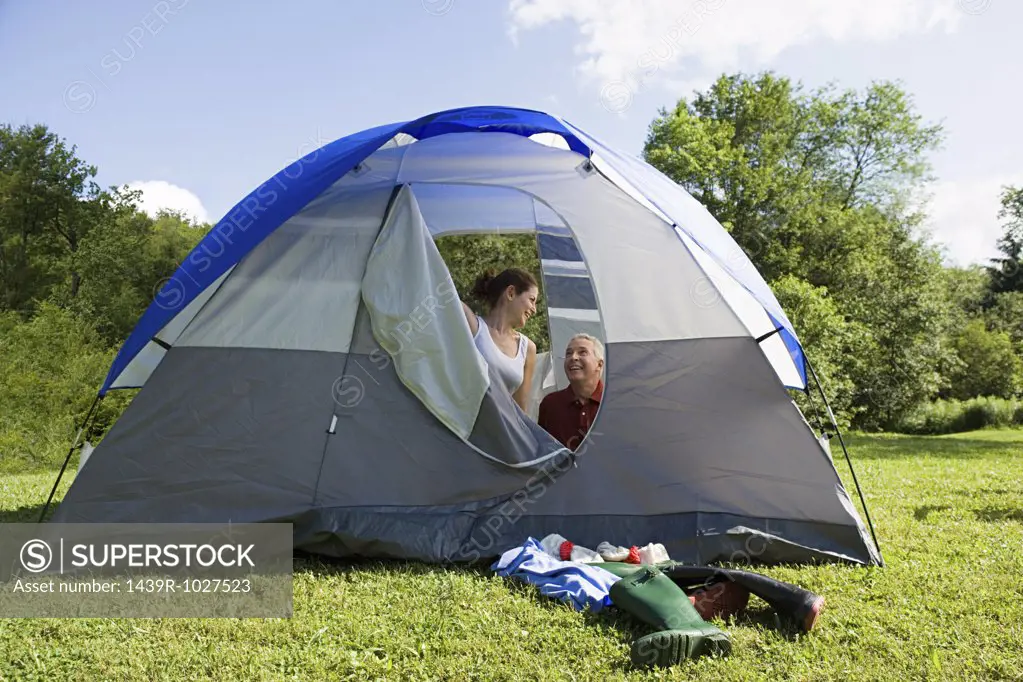 Mature couple camping
