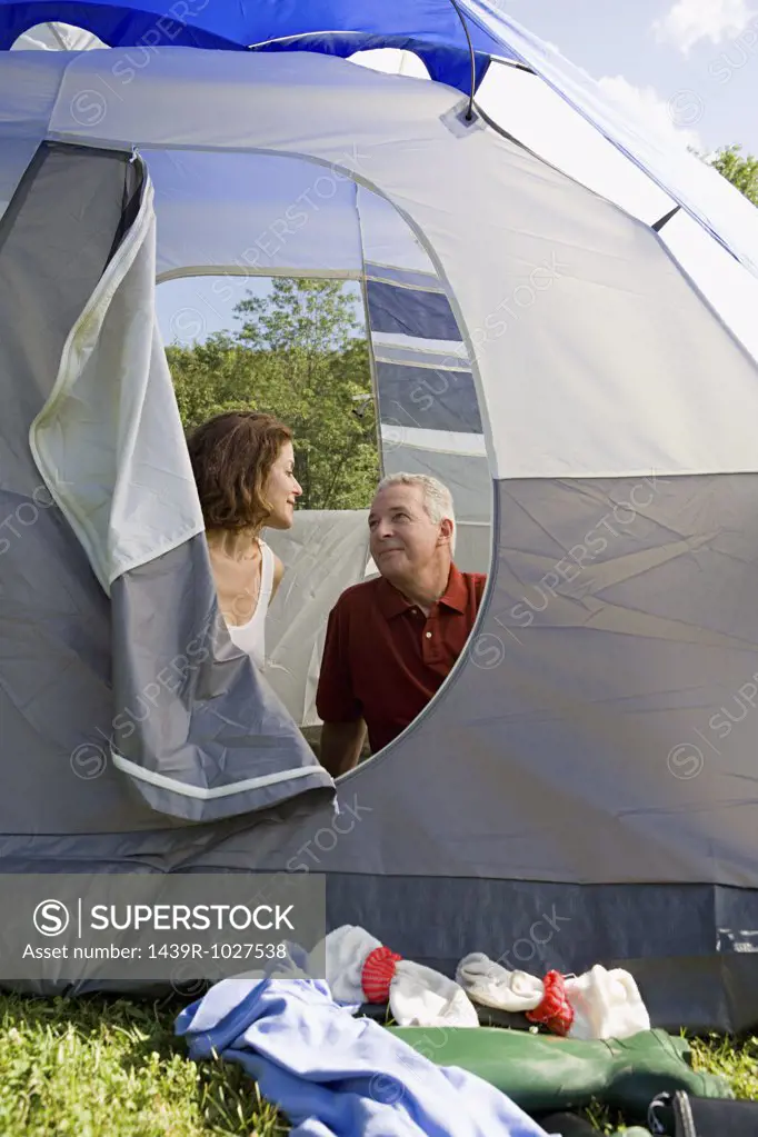 Mature couple camping