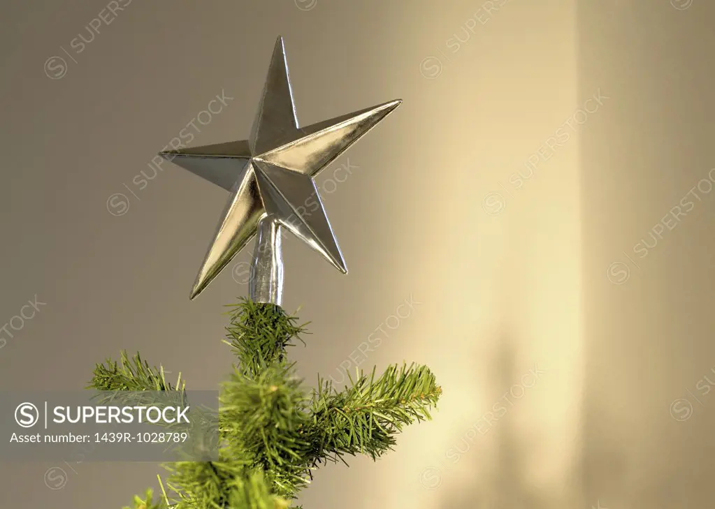 Star shape on top of christmas tree