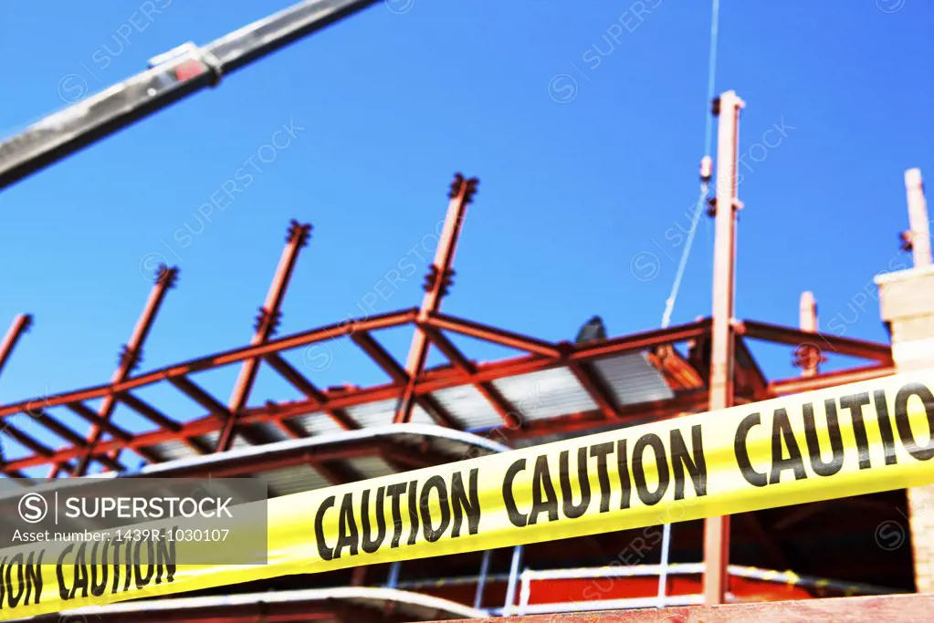 Caution tape at construction site