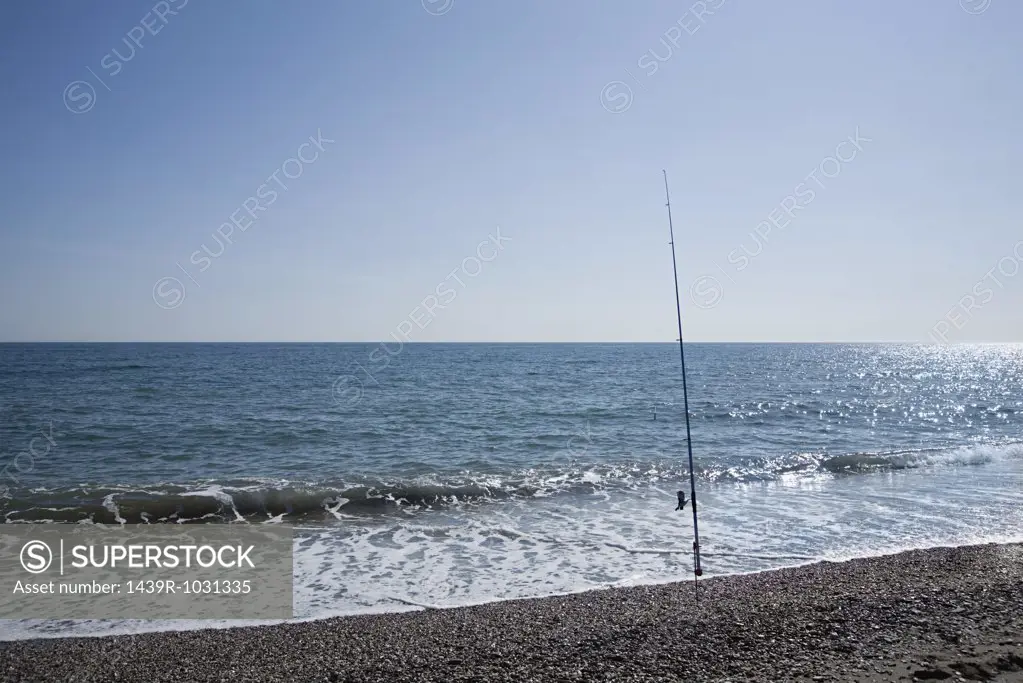 Fishing rod on a beach