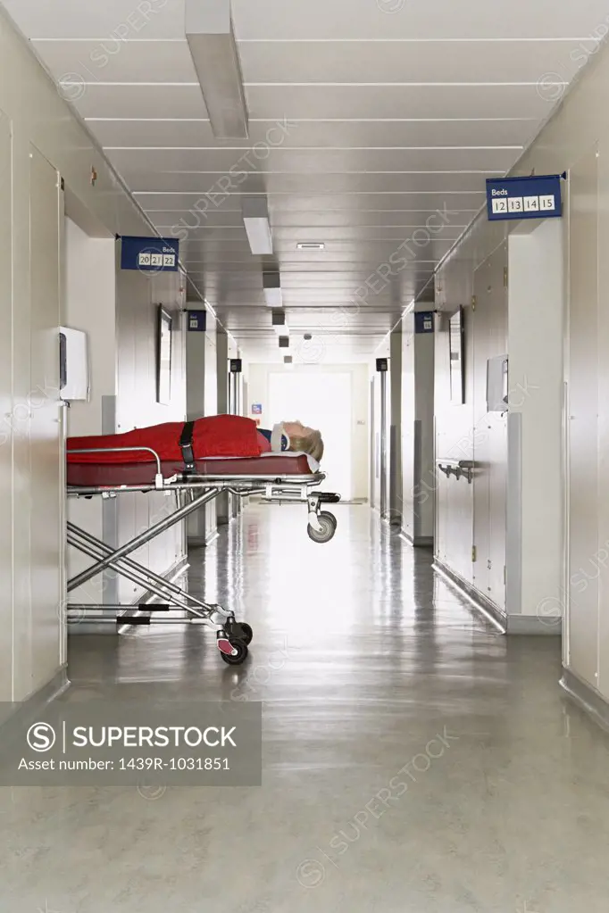 Patient in a hospital corridor