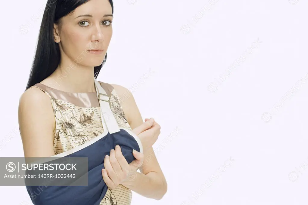 Woman wearing sling