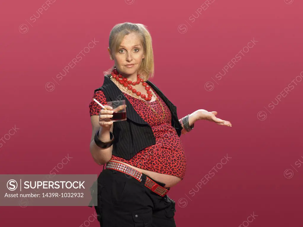 Pregnant woman drinking and smoking