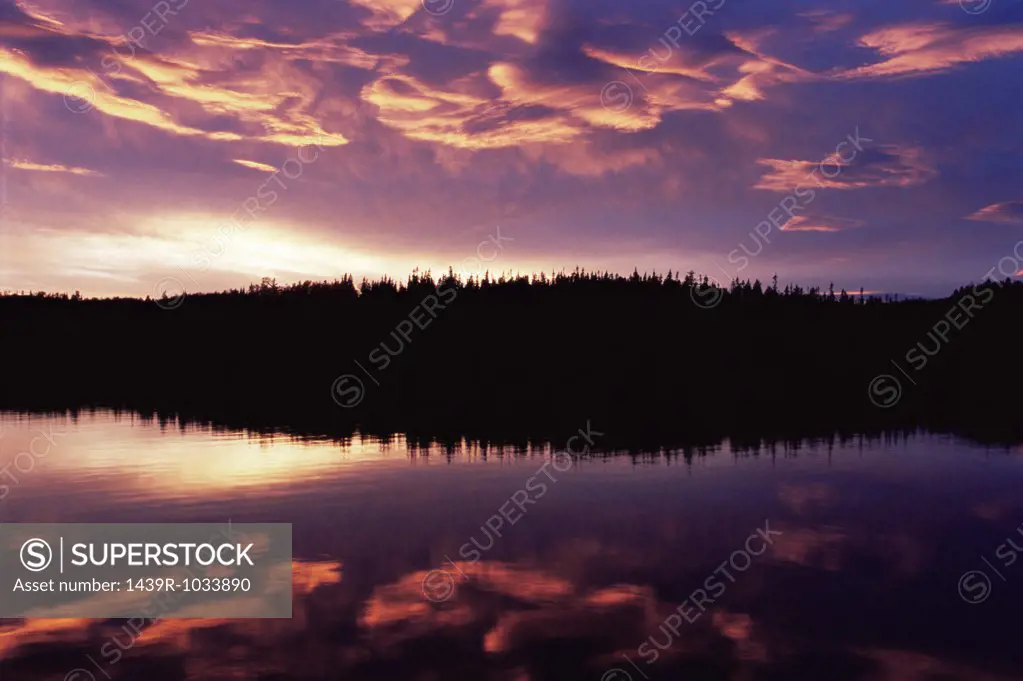 Sunset at lake gobeil
