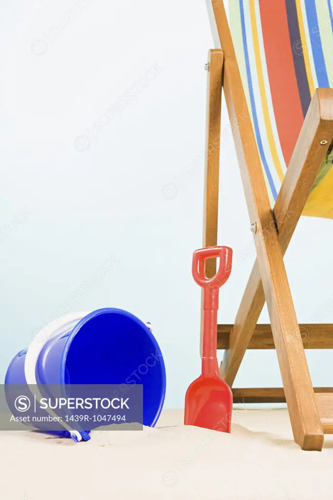 Bucket and spade and deckchair
