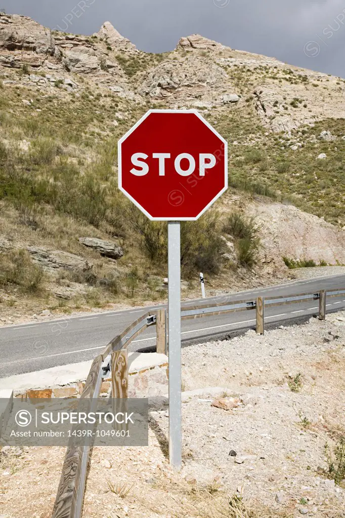Stop sign near road