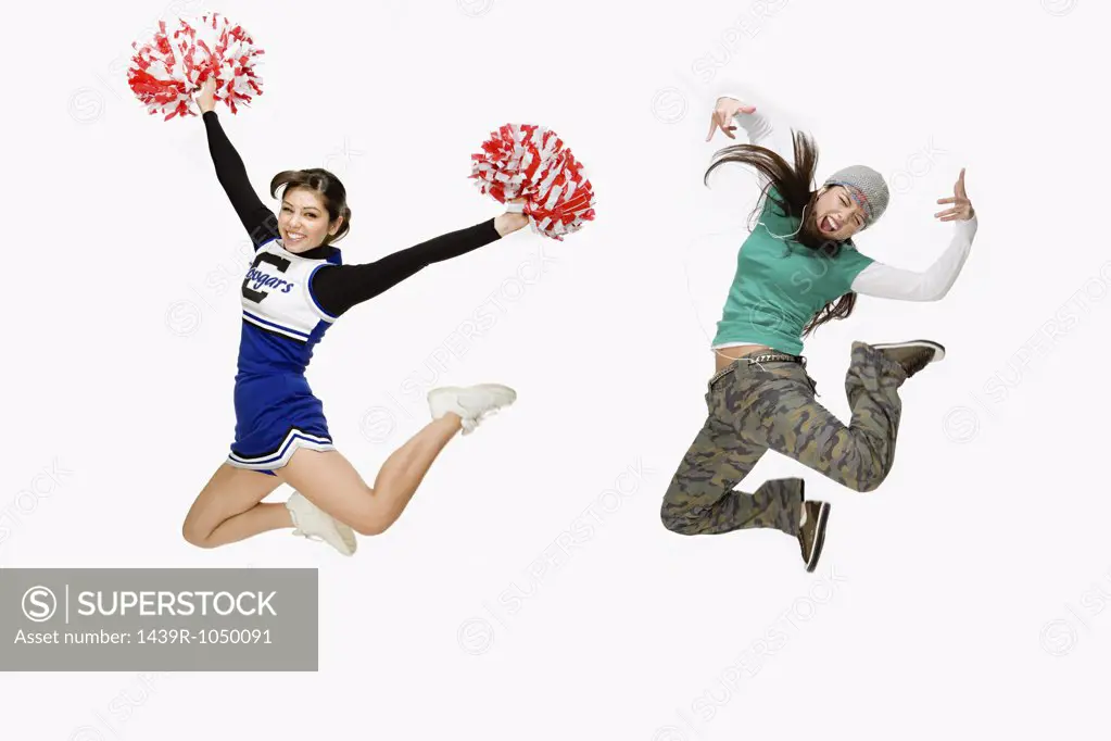 Cheerleader and skater
