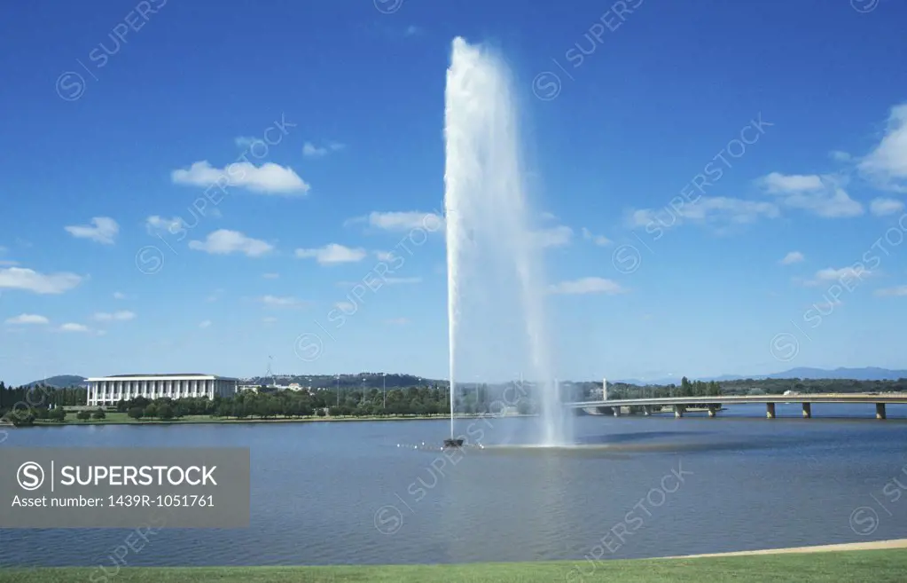 Water jet in lake burley griffin canberra
