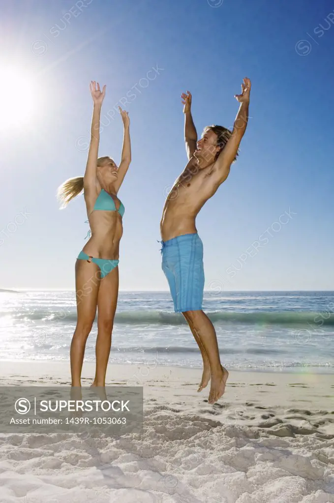 Couple jumping